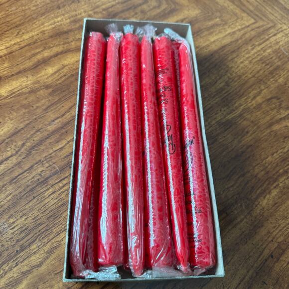 Vintage Patrician hand dipped smokeless dripless candles Red 10” Box of 12 - Picture 2 of 3